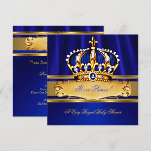 Prinz Jungen Baby Shower Königlich Blau Gold Einladung