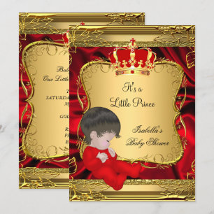 Prinz Jungen Baby Shower Rot Ornament Gold Einladung