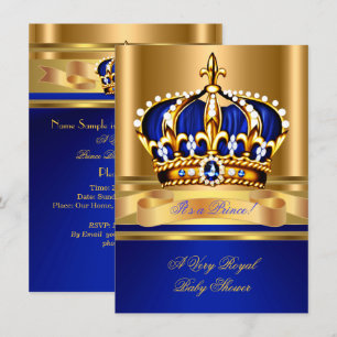 Prinz Jungen Baby Shower Royal Blau Goldene Krone Einladung
