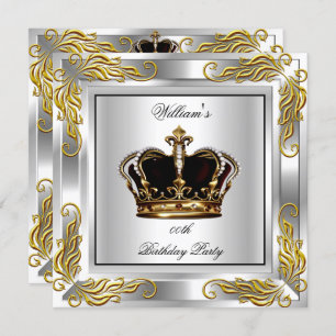 Prinz King Men's Crown Silver Birthday Party Einladung