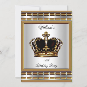 Prinz King Royal Crown Gold Silver Birthday Party Einladung