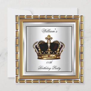 Prinz King Royal Crown Gold Silver Birthday Party Einladung