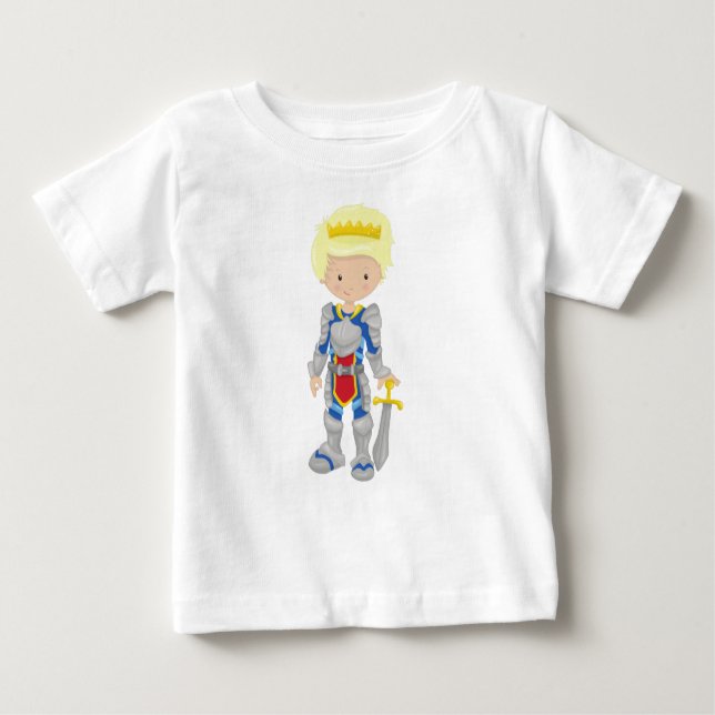 Prinz, König, Ritter, Krone, Schwert, blondes Haar Baby T-shirt (Vorderseite)