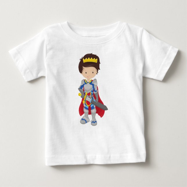 Prinz, König, Ritter, Schwert, Krone, braune Haare Baby T-shirt (Vorderseite)