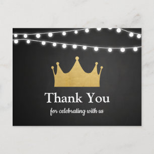 Prinz Krone   Baby Shower Goldfolie   Danke Postkarte