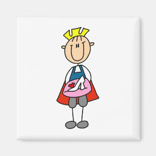 Prinz mit Slipper-Hemden und Geschenken aus Glas Magnet