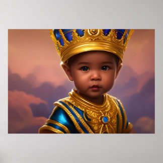 Prinz niedlicher Junge Goldkrone ethnisch Poster