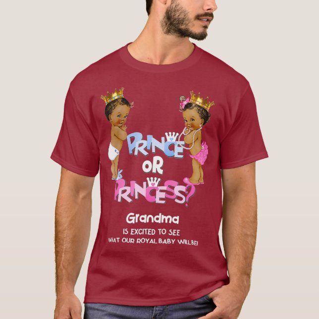 Prinz oder Prinzessin Oma-Ethnic Gender Reveal T-Shirt (Vorderseite)