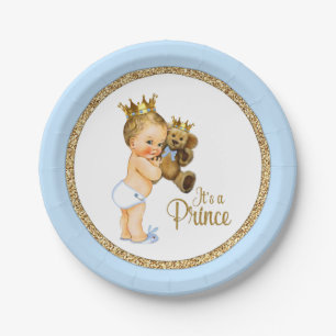 Prinz Teddybär Junge Baby Shower Pappteller