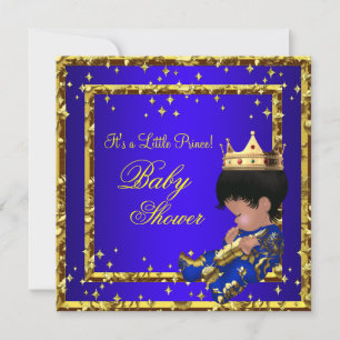 Prinzen-Baby-Party Royalblau Gold Junge Krone Ster Einladung