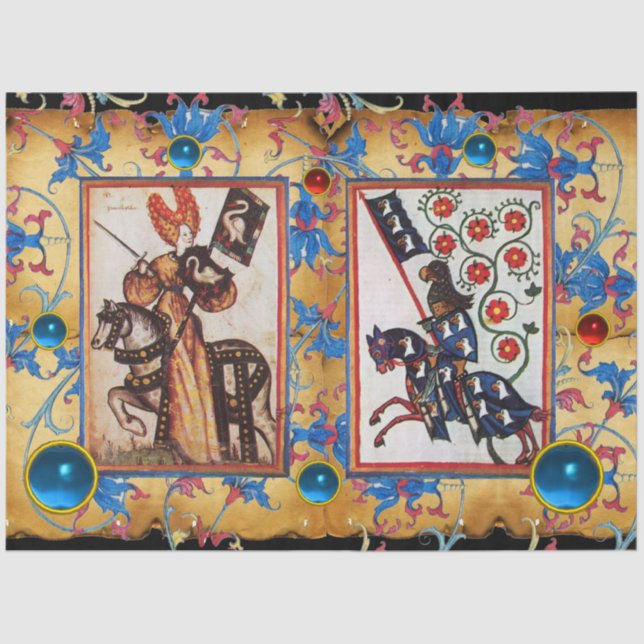 PRINZESS PENTHESILEA UND BLAUE KNIGHEIT AUF DEM RÜ SEIDENPAPIER (Vorderseite)