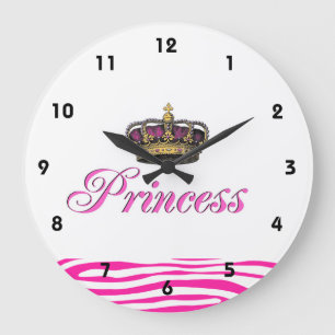 Prinzessenkrone in heißen rosa große wanduhr