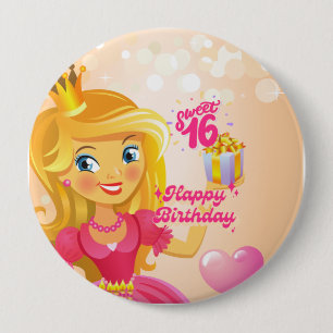 Prinzessin 16. Geburtstag Button