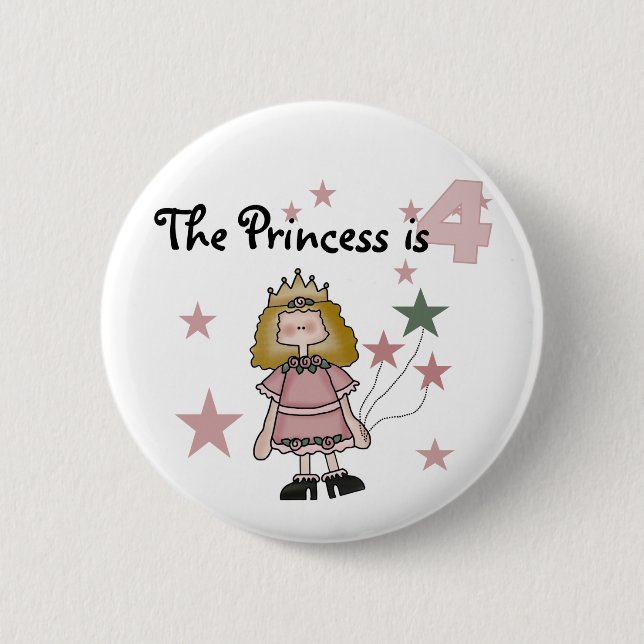 Prinzessin 4. Geburtstagsgeschenke Button (Vorderseite)