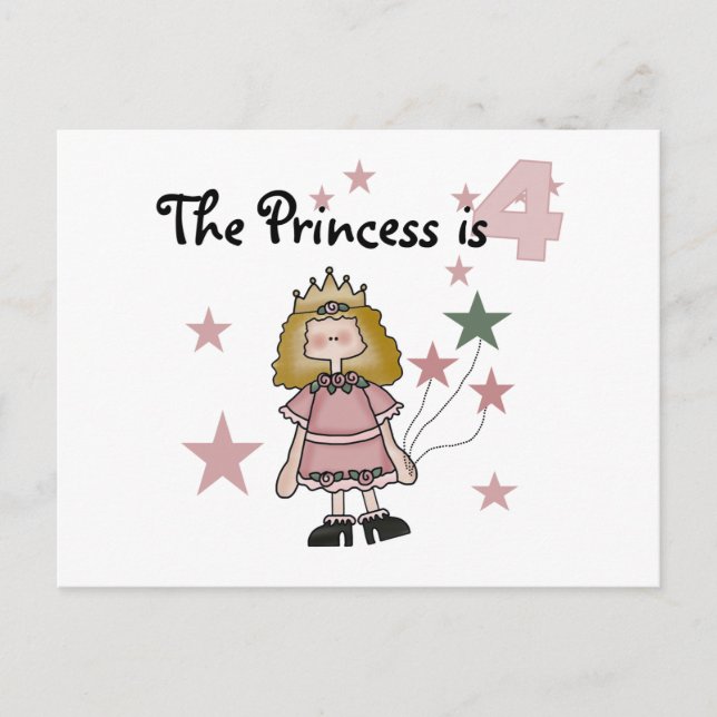 Prinzessin 4. Geburtstagsgeschenke Postkarte (Vorderseite)