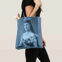 Prinzessin Alexandra von Dänemark in blauer Schrif