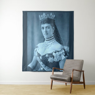 Prinzessin Alexandra von Dänemark in blauer Schrif Wandteppich