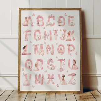 Prinzessin Alphabet ABC Poster Kinderzimmer Dekora