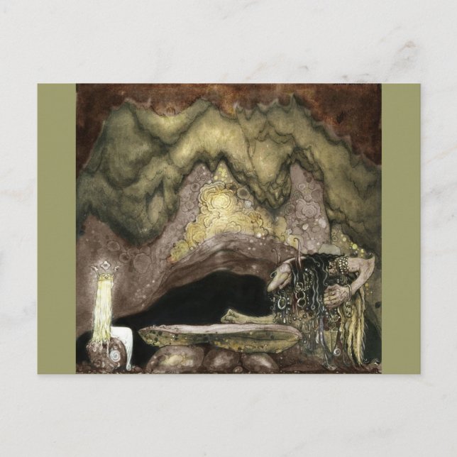 Prinzessin am Tisch mit Troll Postkarte (Vorderseite)