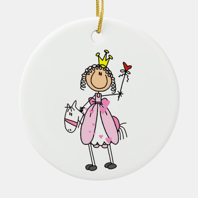 Prinzessin auf Pferden Strichmännchen Keramik Ornament (Vorne)