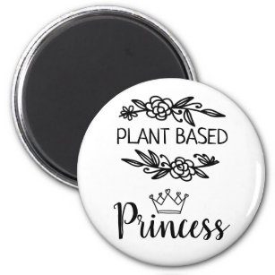 Prinzessin auf Pflanze mit veganem Blumenmuster mi Magnet