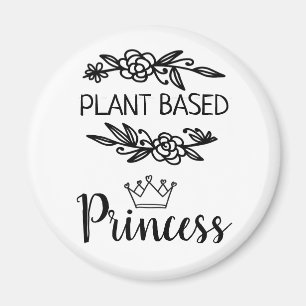 Prinzessin auf Pflanze mit veganem Blumenmuster mi Magnet
