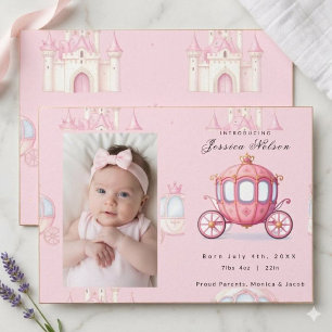 Prinzessin Baby Geburtsankündigung Foto Karte Rosa