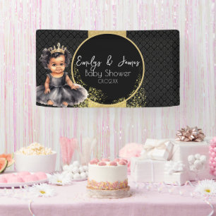 Prinzessin Baby Gold Schwarz Baby Shower  Banner