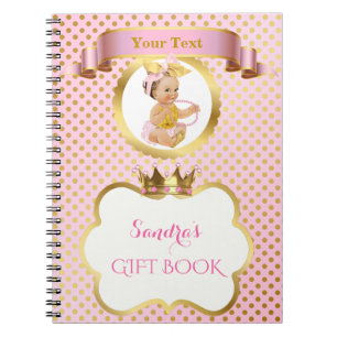Prinzessin Baby Mädchen Große Schleife Rosa Gold G Notizblock