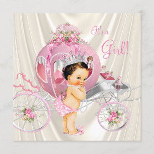 Prinzessin-Baby-Party mit rosa und elfenbeinfarben Einladung