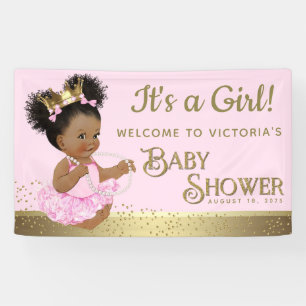 Prinzessin Baby Shower Banner aus Rosa und Gold