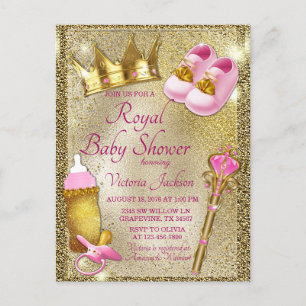 Prinzessin Baby Shower Einladung Pink Gold Postkarte