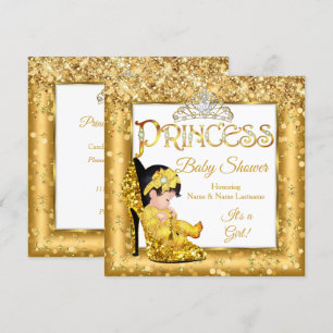 Prinzessin Baby Shower Gold High Heel Glitter Mitt Einladung