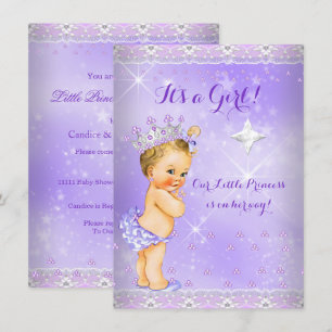 Prinzessin Baby Shower Lila Lavendel Diadem Blond Einladung