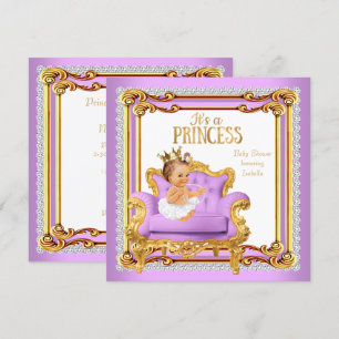 Prinzessin Baby Shower Lila Rosa Gold Stuhl Einladung