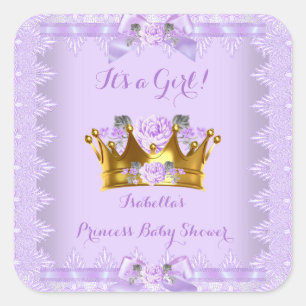 Prinzessin Baby Shower Lila Rose Lavendel Spitze Quadratischer Aufkleber