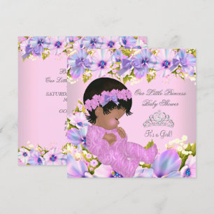 Prinzessin Baby Shower Mädchen floral Pink Lila Einladung
