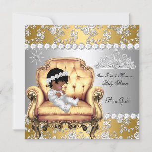 Prinzessin Baby Shower Mädchen Gold Silber Floral  Einladung
