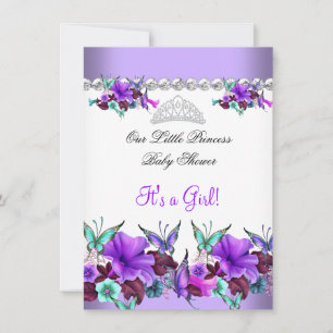 Prinzessin Baby Shower Mädchen Lila Türkis Blau 3a Einladung