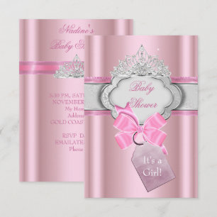 Prinzessin Baby Shower Mädchen Pink Tiara Prinzess Einladung