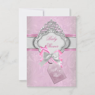 Prinzessin Baby Shower Mädchen Rosa Diadem Prinzes Einladung