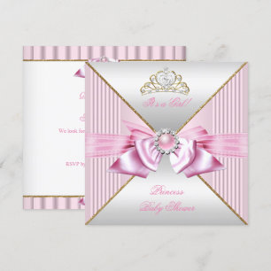 Prinzessin Baby Shower Mädchen Rosa Perle Gold Wei Einladung