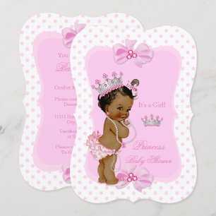 Prinzessin Baby Shower Mädchen Rosa Punkte Ethnisc Einladung