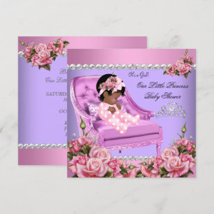 Prinzessin Baby Shower Mädchen Rosa Rosen Stuhl Li Einladung
