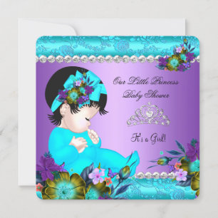 Prinzessin Baby Shower Mädchen Teal Blau Lila Dama Einladung