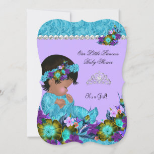Prinzessin Baby Shower Mädchen Teal Blau Lila Einladung