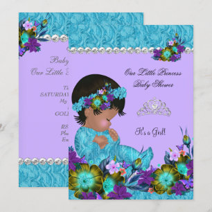 Prinzessin Baby Shower Mädchen Teal Blau Lila Einladung