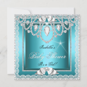 Prinzessin Baby Shower Mädchen Türkise Spitze Diam Einladung