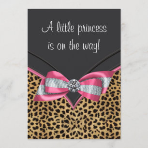 Prinzessin Baby Shower mit rosa Leopard Einladung