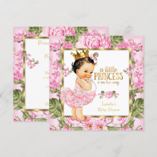 Prinzessin Baby Shower Pink Gold Rose Floral Einladung